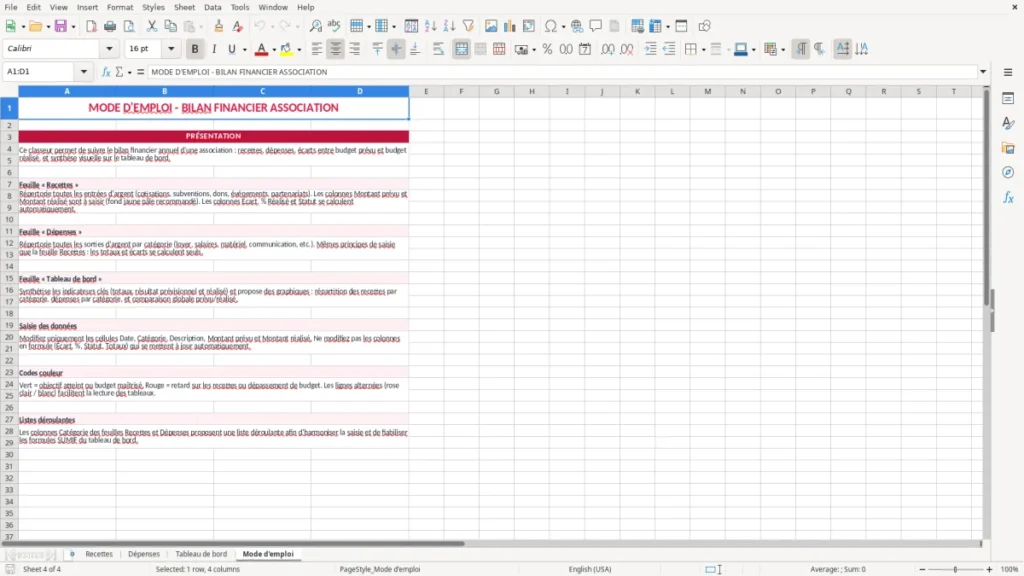 Mode d'emploi – Bilan financier association Excel – Modèle Gratuit (2026)