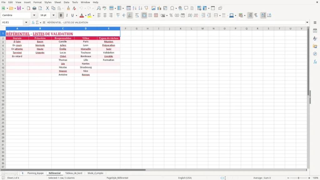 Référentiel – Planning équipe Excel – Modèle Gratuit (2026)