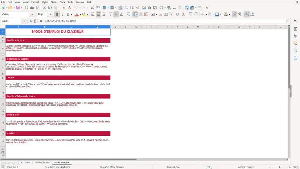 Mode d'emploi – Devis bâtiment Excel – Modèle Gratuit (2026)