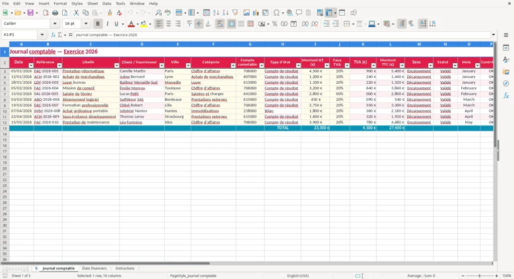 Journal comptable – États financiers Excel : modèle à télécharger