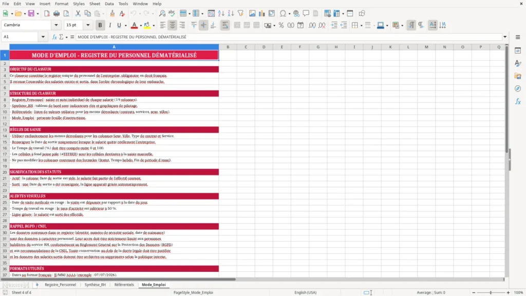 Mode_Emploi – Registre personnel Excel – Modèle Gratuit (2026)