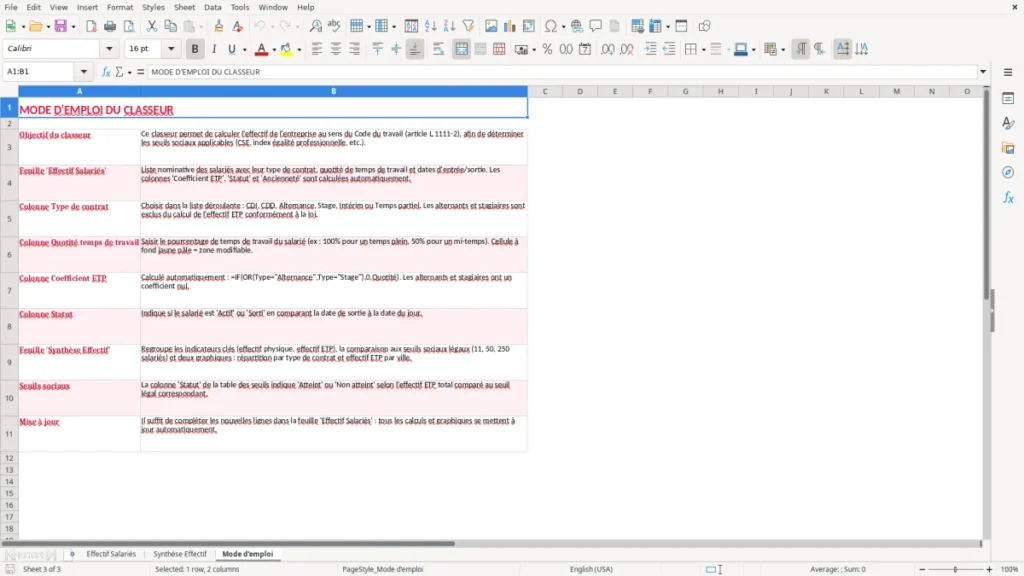 Mode d'emploi – Calcul effectif entreprise Excel – Modèle Gratuit (2026)