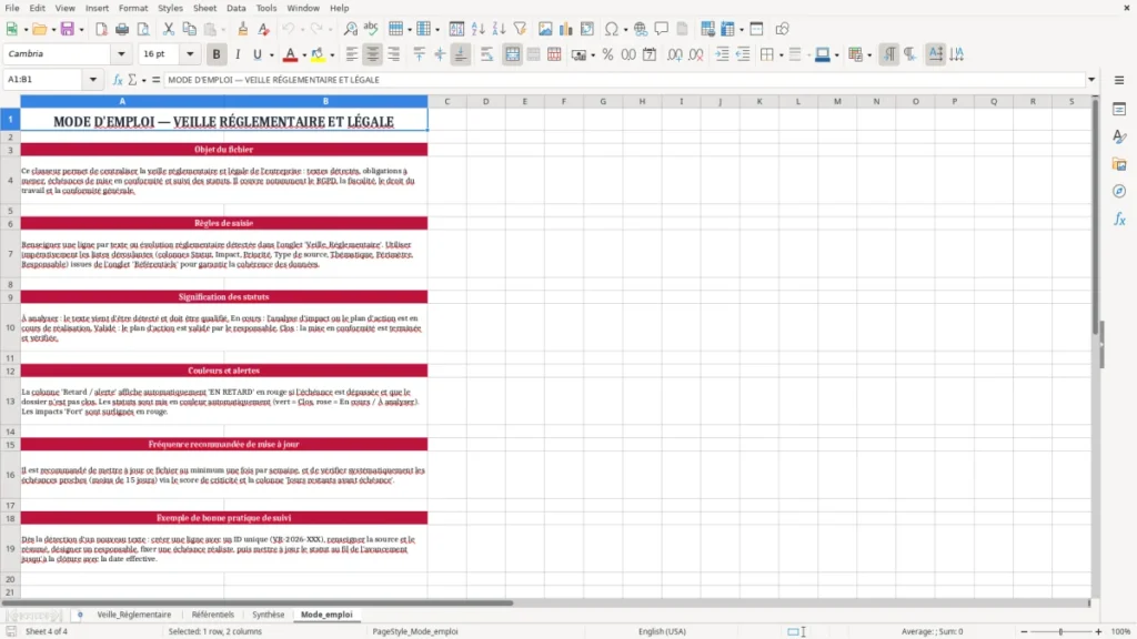 Mode_emploi – Veille Réglementaire Excel – Modèle Gratuit (2026)