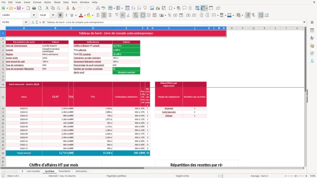 Synthèse – Livre de recettes Excel – Modèle Gratuit (2026)